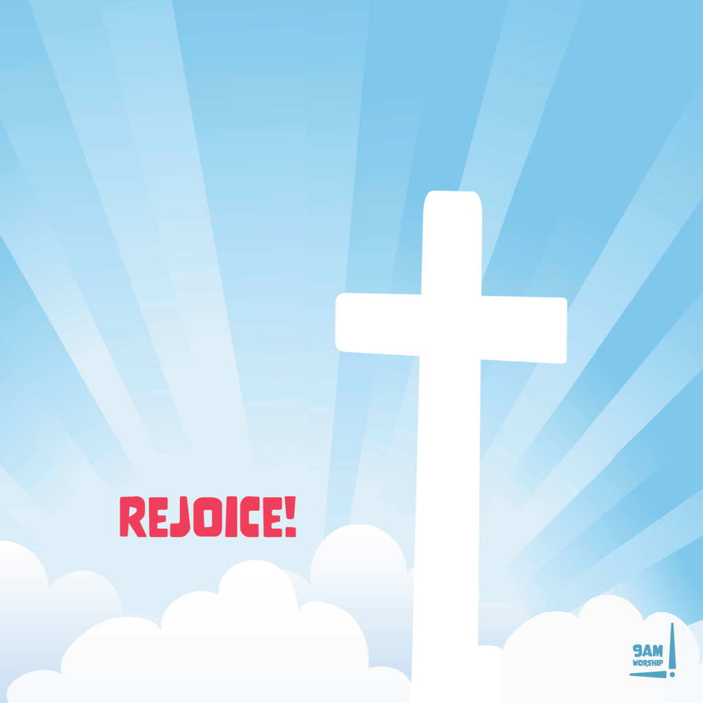 Album front cover for "rejoice!" by 9am worship